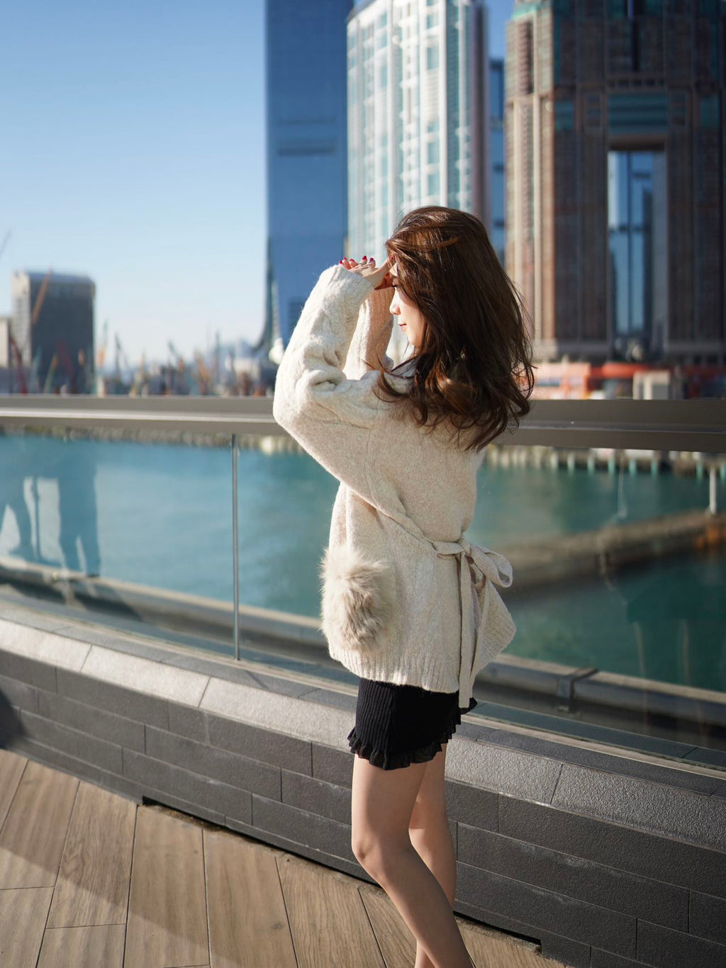 Real Rabbit Fur Cardigan with Belt