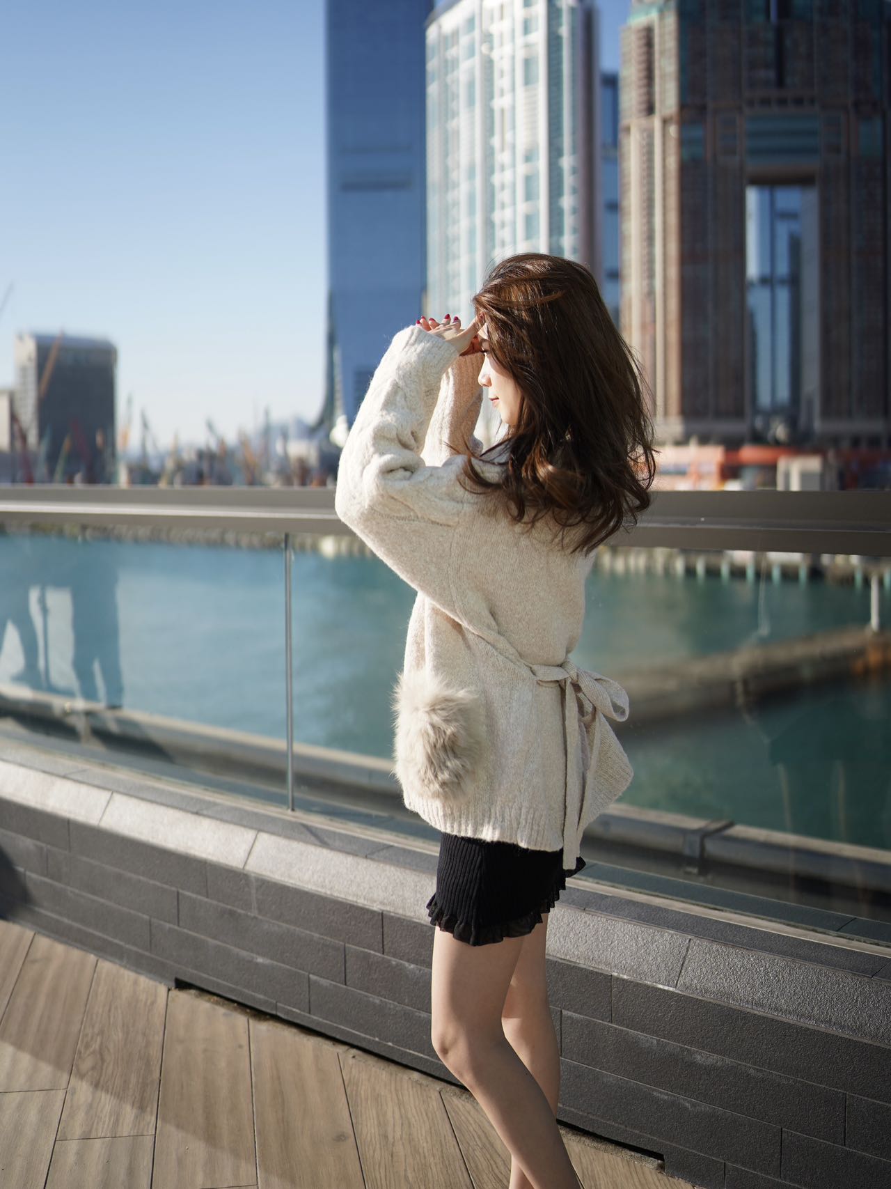 Real Rabbit Fur Cardigan with Belt