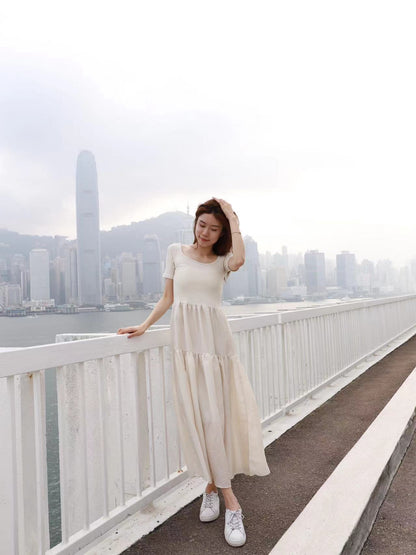 Ruffles Cup Cake T Shirt Maxi Dress