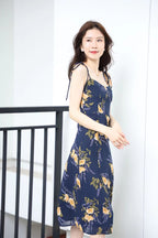 Orange Marmalade Tie Shoulder Midi Dress
