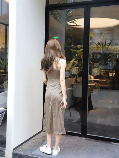 Silk Maxi Slit Dress