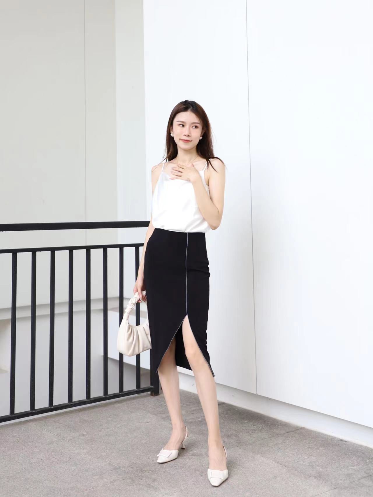 Outline Midi Office Skirt with Slit