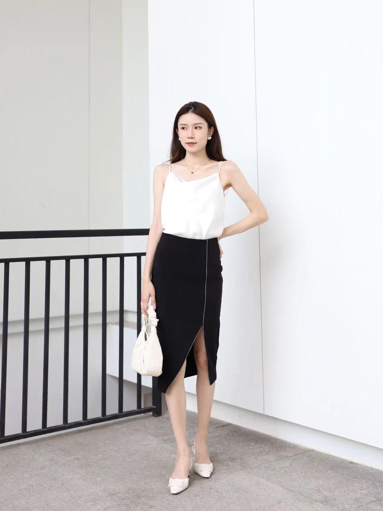 Outline Midi Office Skirt with Slit