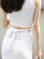 Knitted Cross Waist Skirt Set