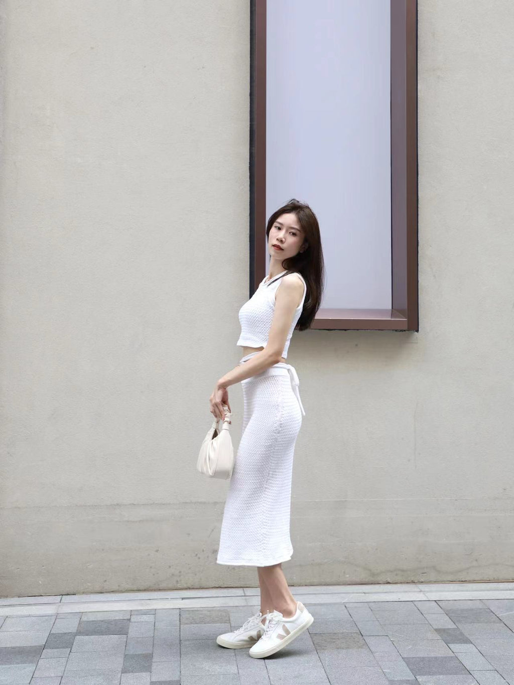 Knitted Cross Waist Skirt Set