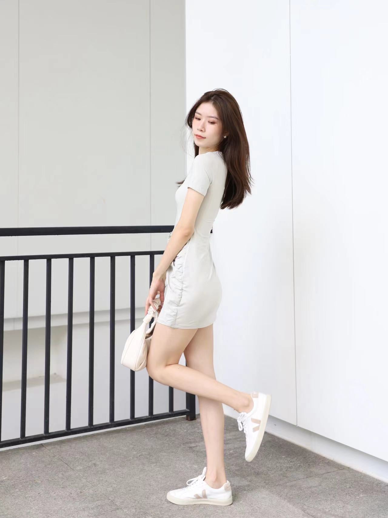Ribbon on the side T shirt Mini Dress