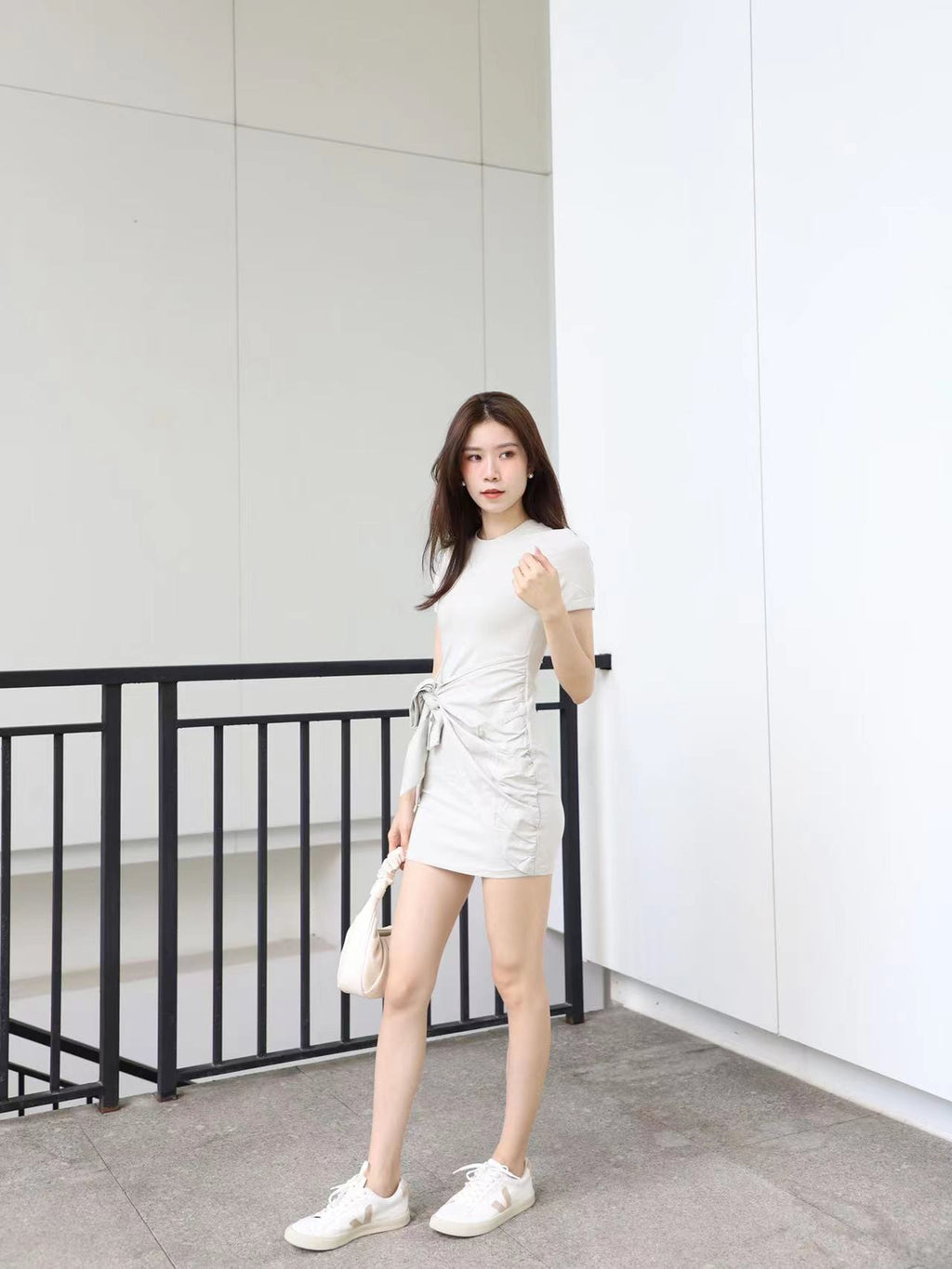 Ribbon on the side T shirt Mini Dress