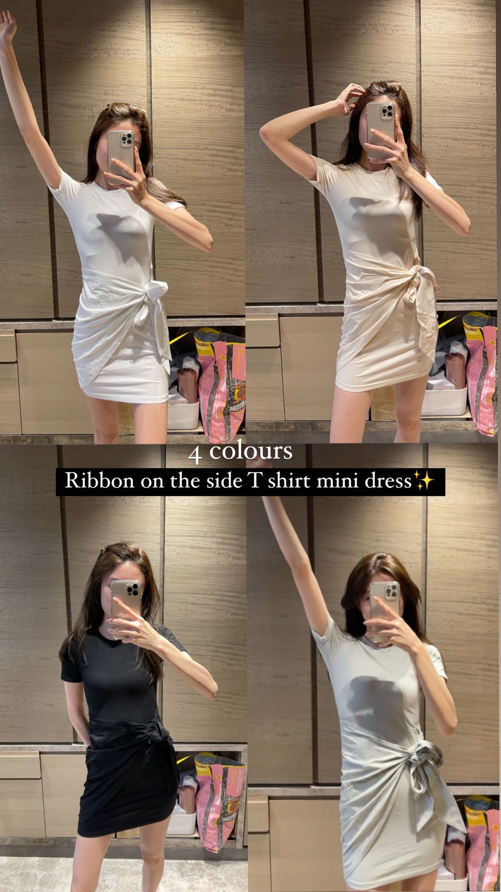 Ribbon on the side T shirt Mini Dress