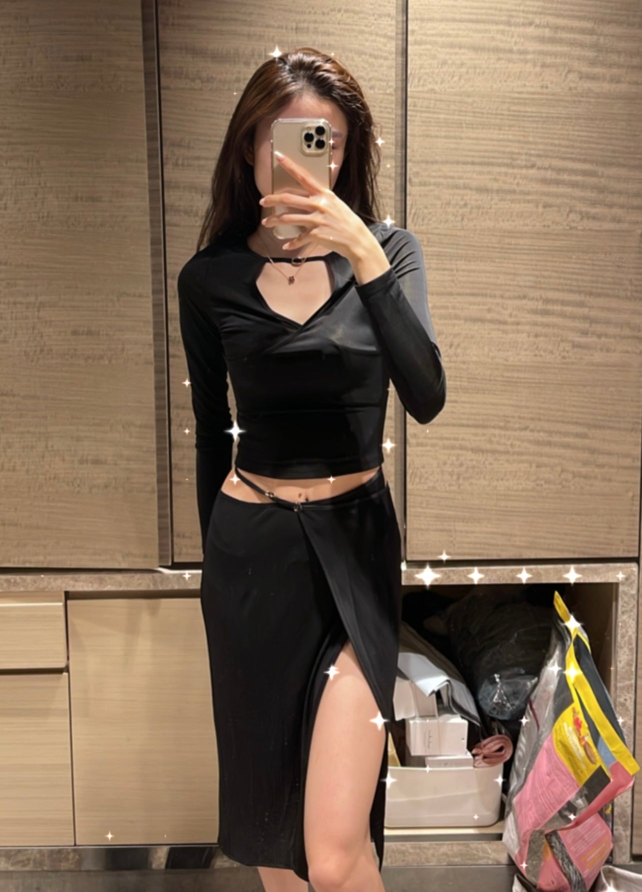 [Own Design] V Neck Skirt Set