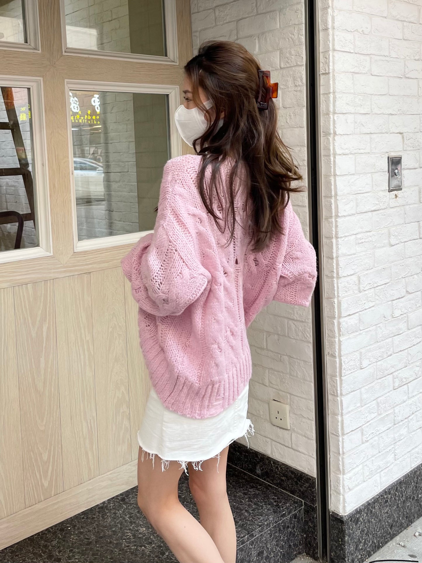 Oversized Cable Knit Long Sleeves Top