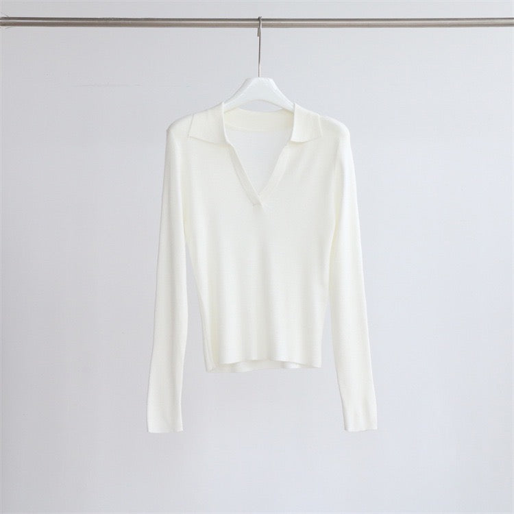 Basic Collar Neck Long Sleeves T-Shirt