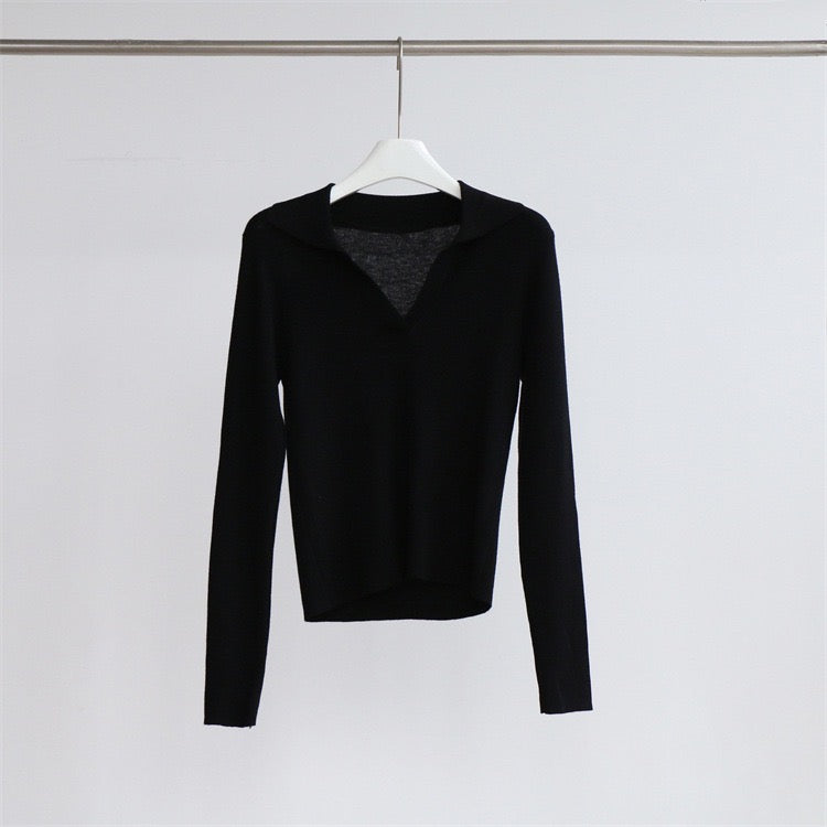 Basic Collar Neck Long Sleeves T-Shirt