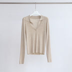 Basic Collar Neck Long Sleeves T-Shirt