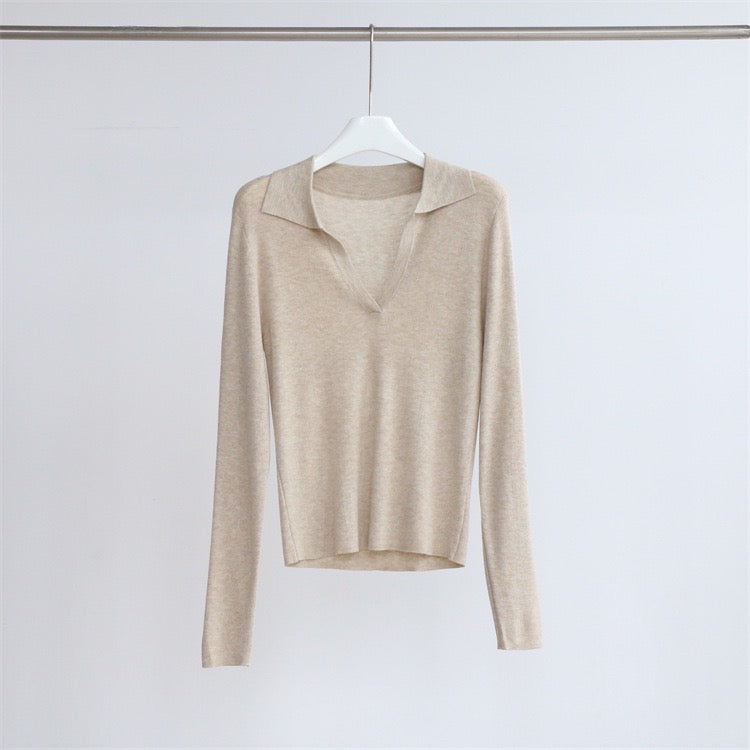 Basic Collar Neck Long Sleeves T-Shirt