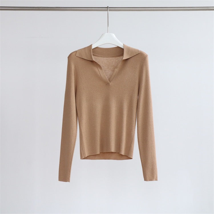 Basic Collar Neck Long Sleeves T-Shirt