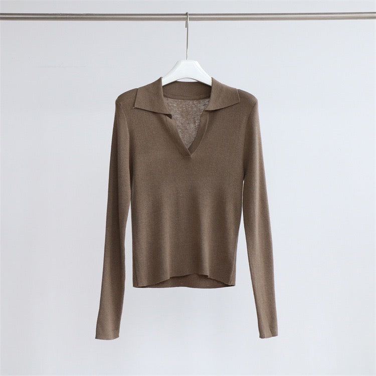 Basic Collar Neck Long Sleeves T-Shirt