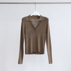 Basic Collar Neck Long Sleeves T-Shirt