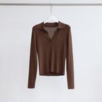 Basic Collar Neck Long Sleeves T-Shirt