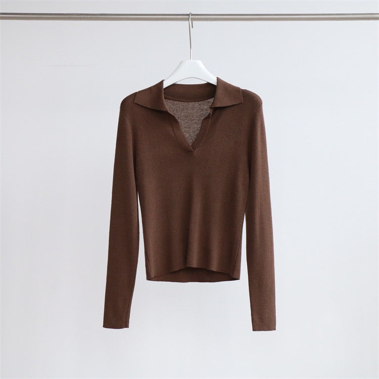 Basic Collar Neck Long Sleeves T-Shirt