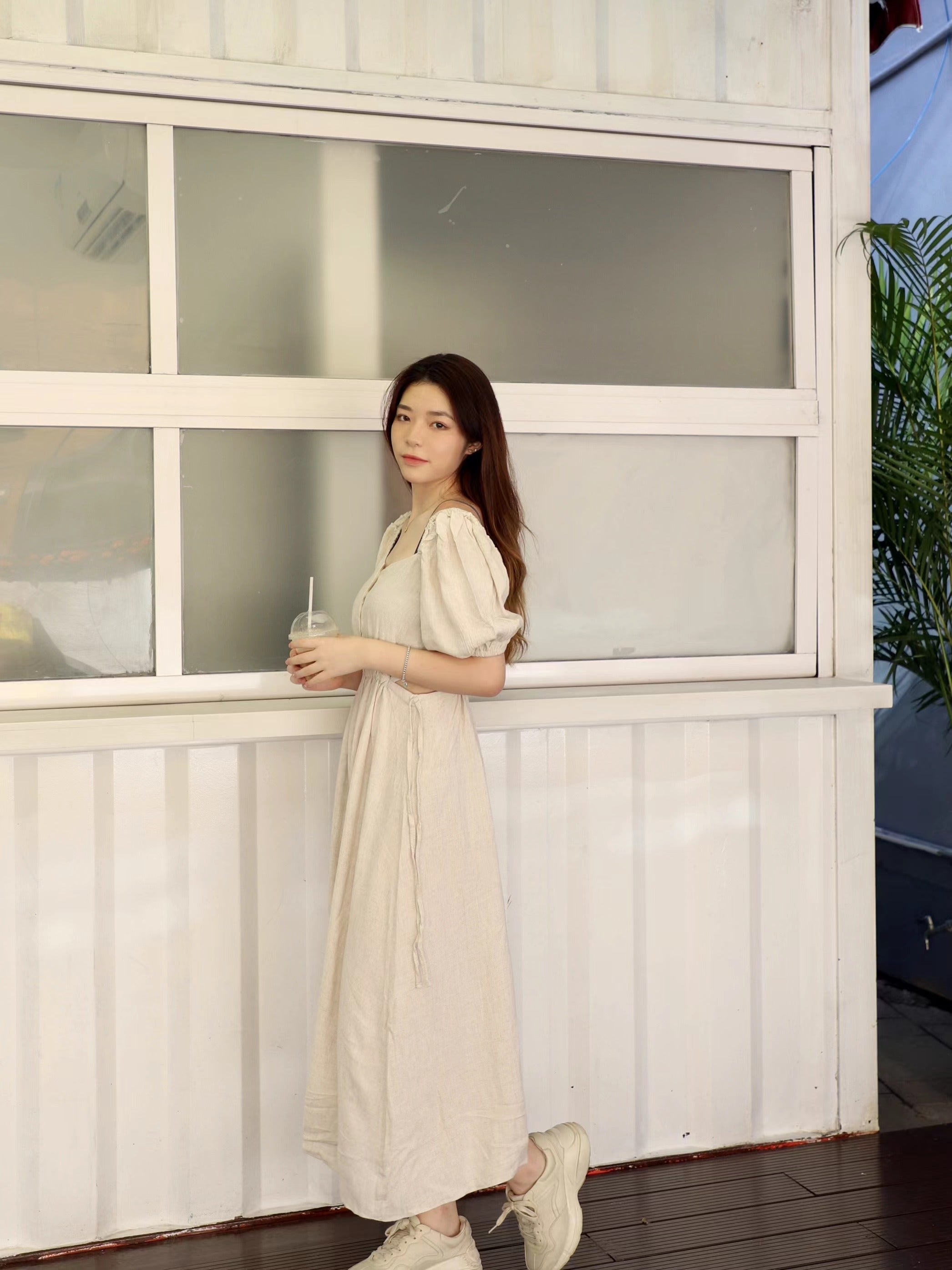 2 Styles Linen Midi Dress