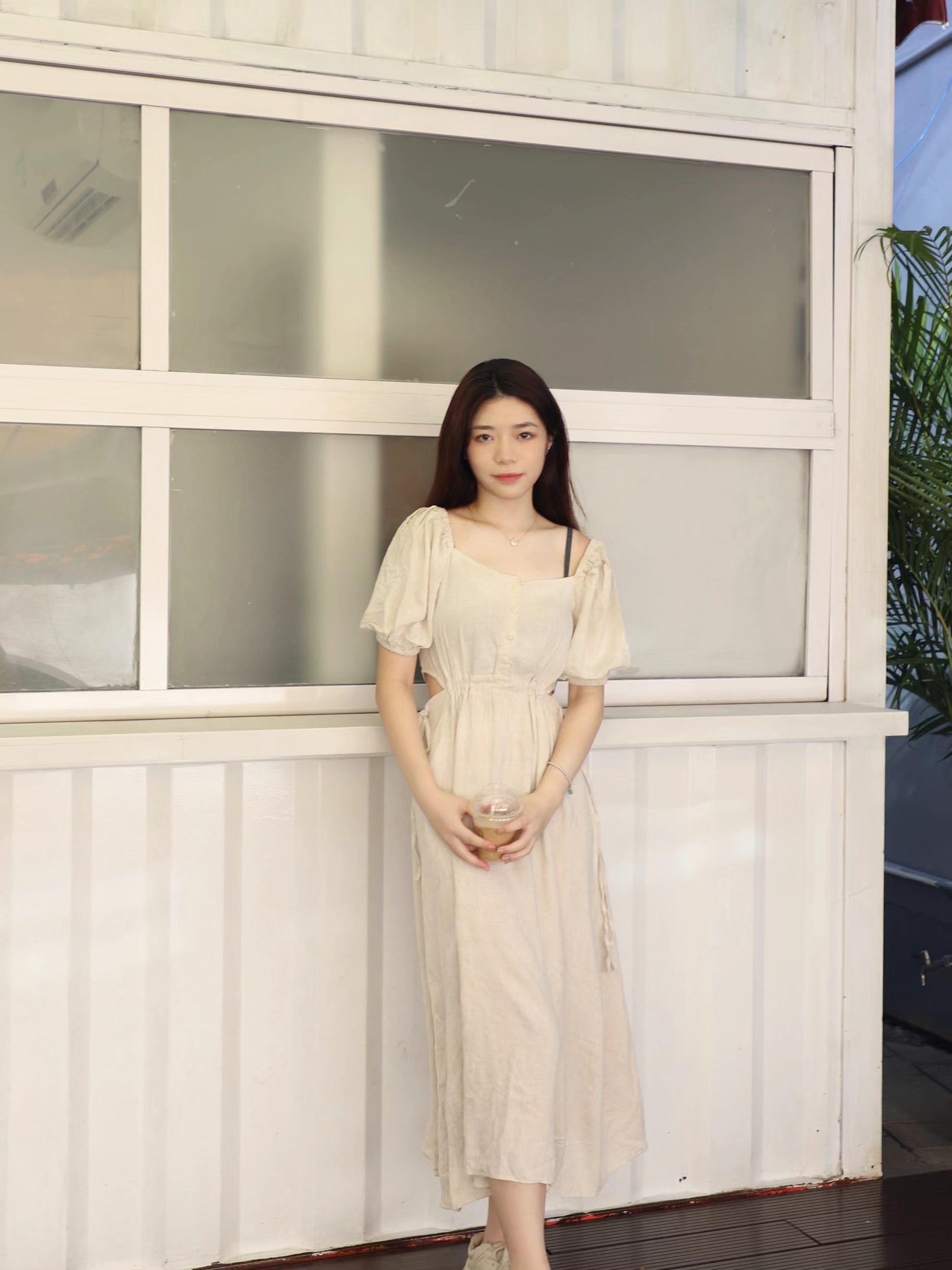 2 Styles Linen Midi Dress