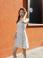 White Fairy Tie Shoulder Floral Mini Dress
