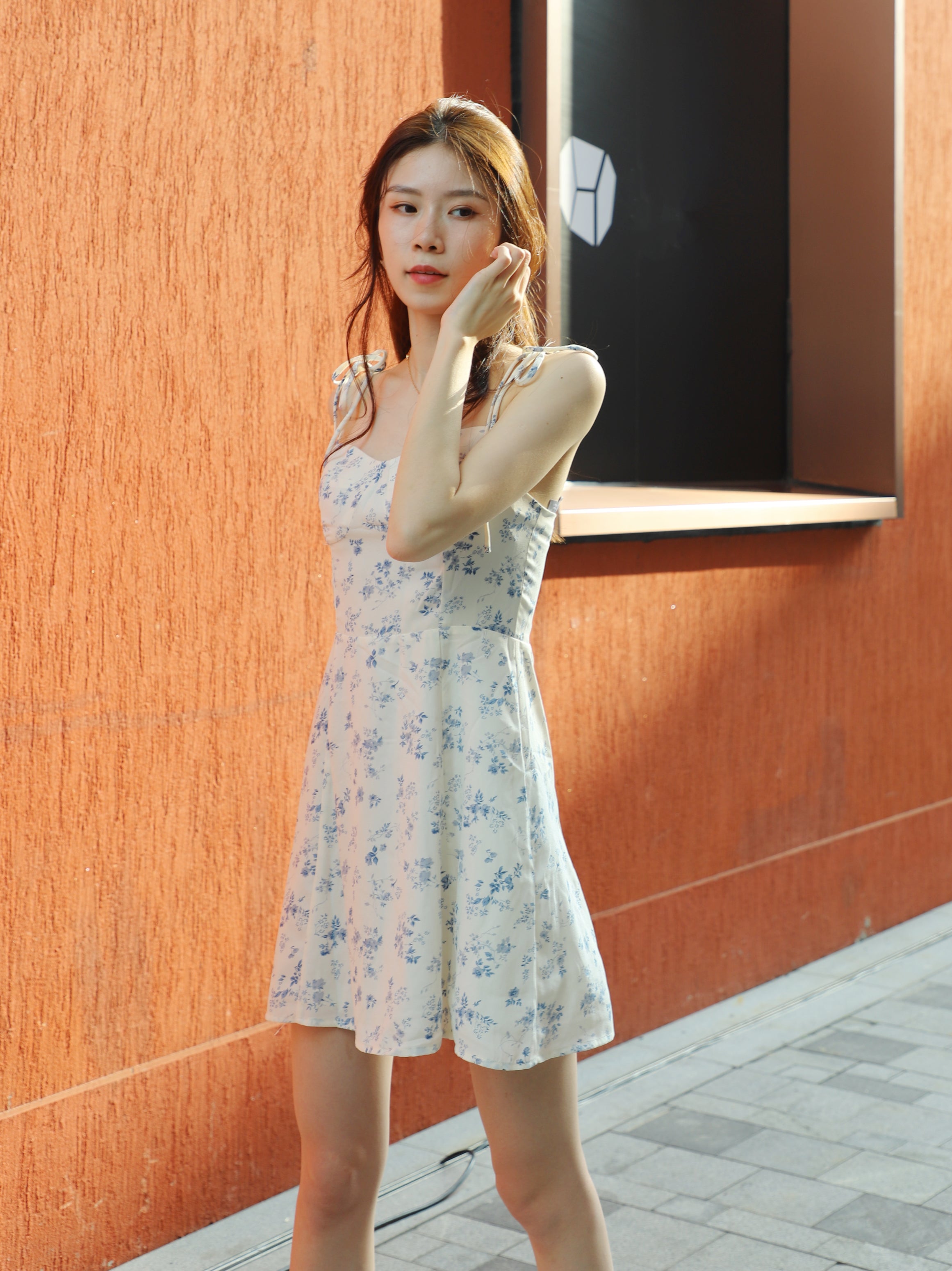 White Fairy Tie Shoulder Floral Mini Dress