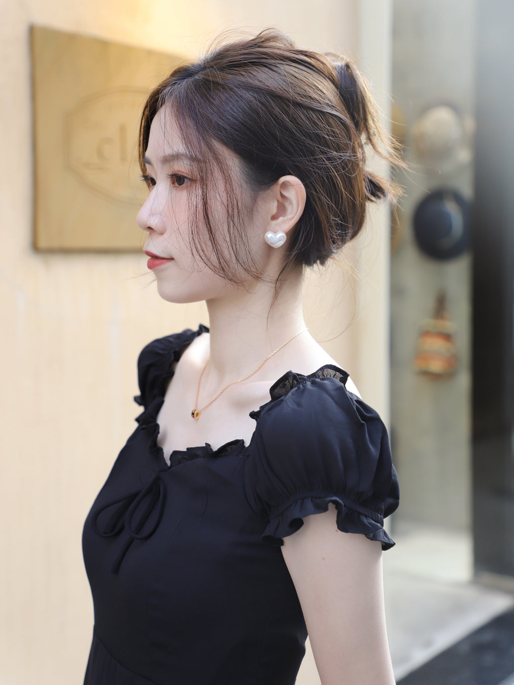 Ruffles Sleeves & Sweetheart Neckline Mini Dress