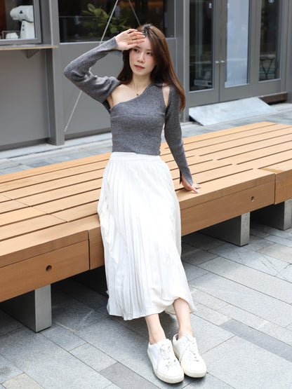 Cropped Off Shoulder with Cardigan Set