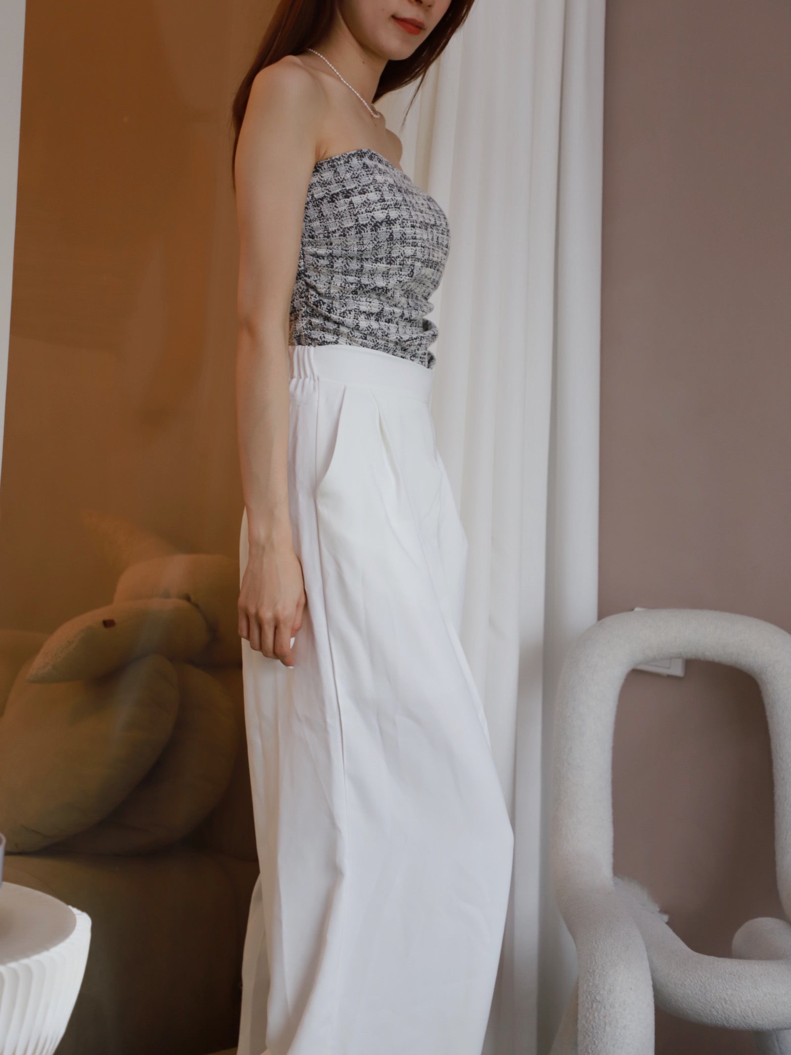 Tweed Tube Top with pads