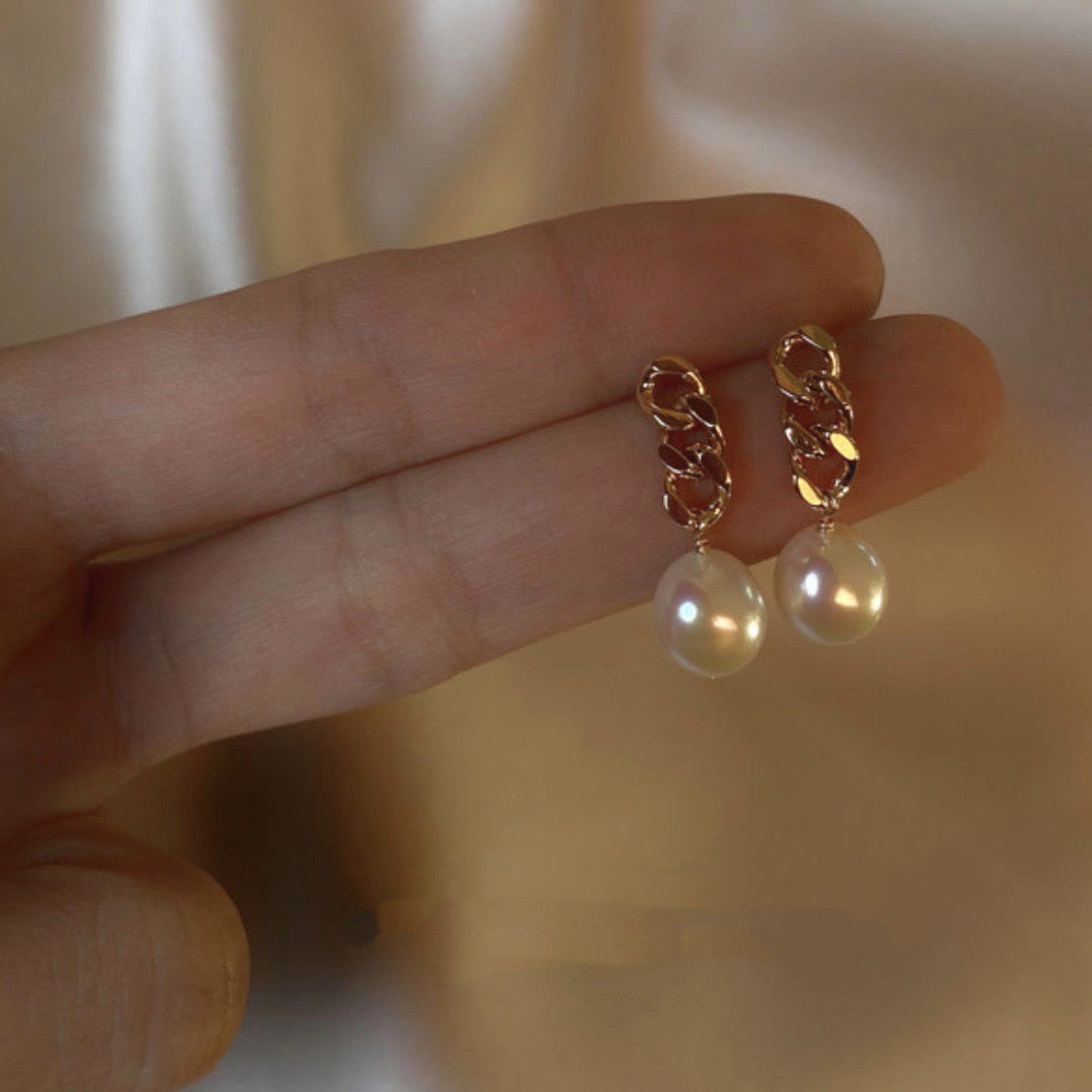 925 Chain & Pearl Earrings