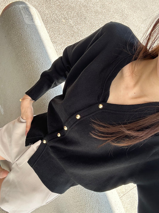 Gold Button V neck Cardigan