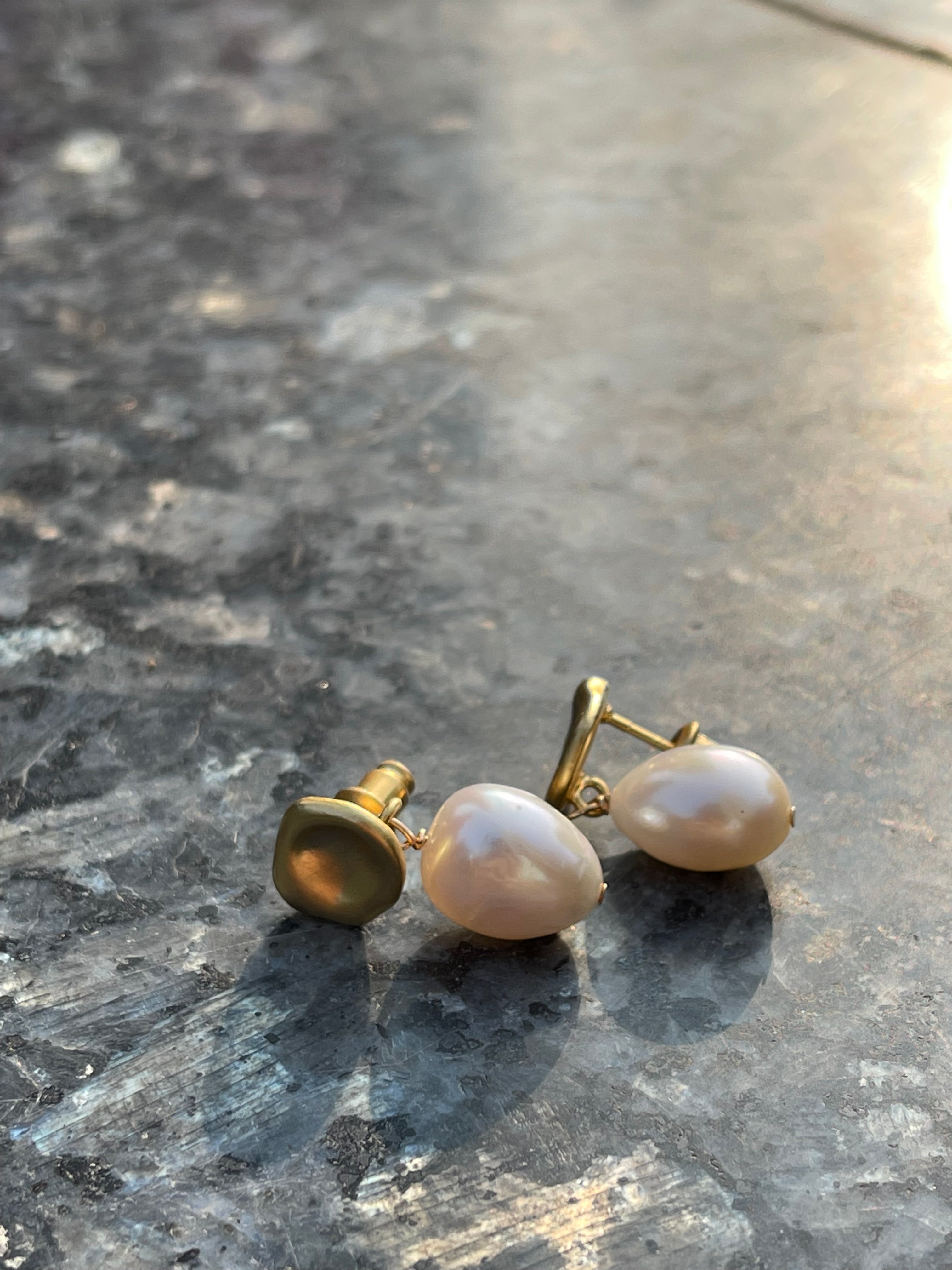 925 pearl & gold drop earrings