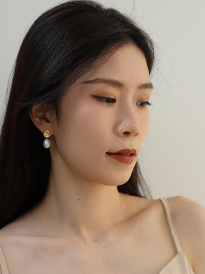 925 pearl & gold drop earrings