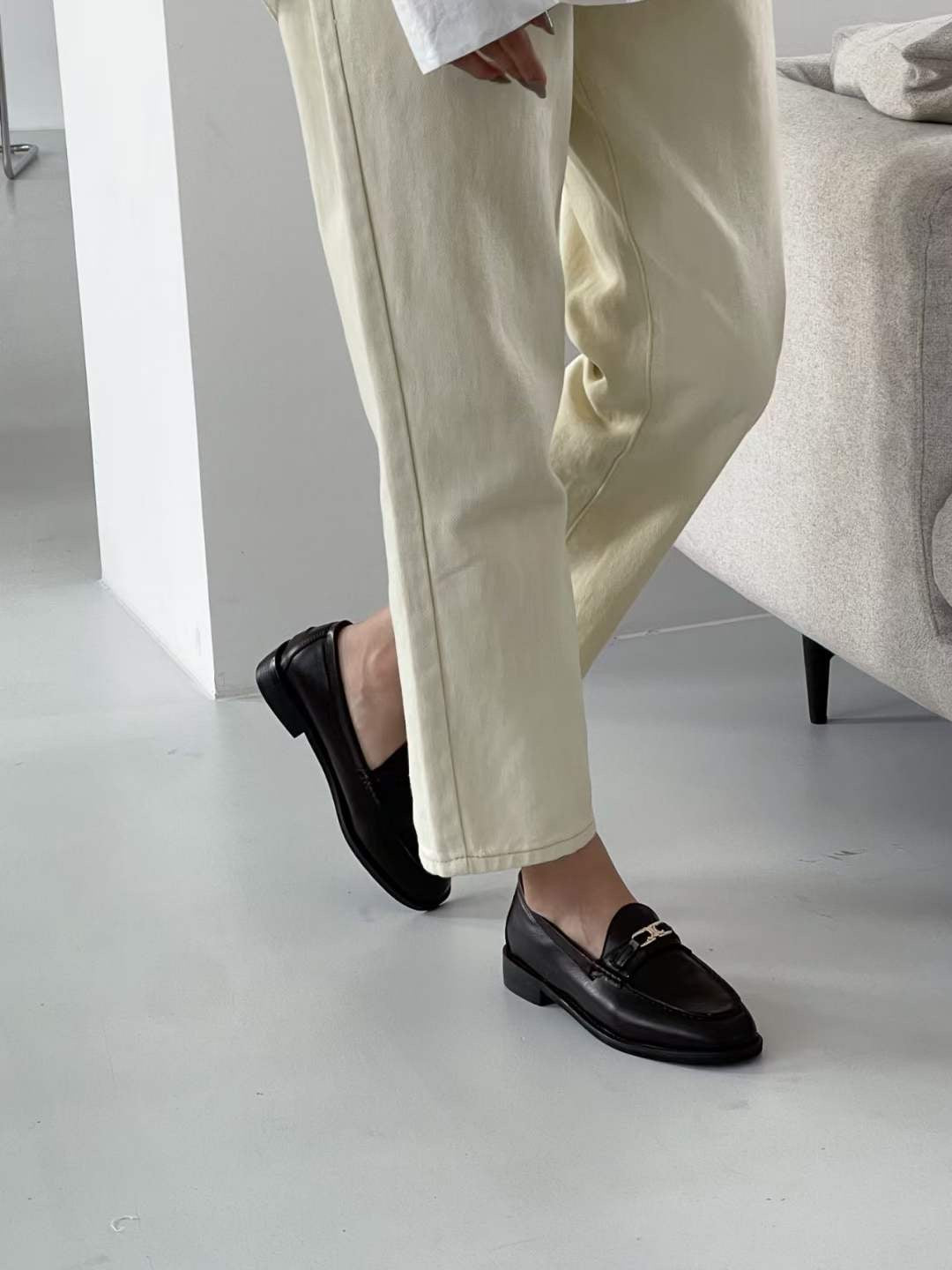 Gold Button Loafers