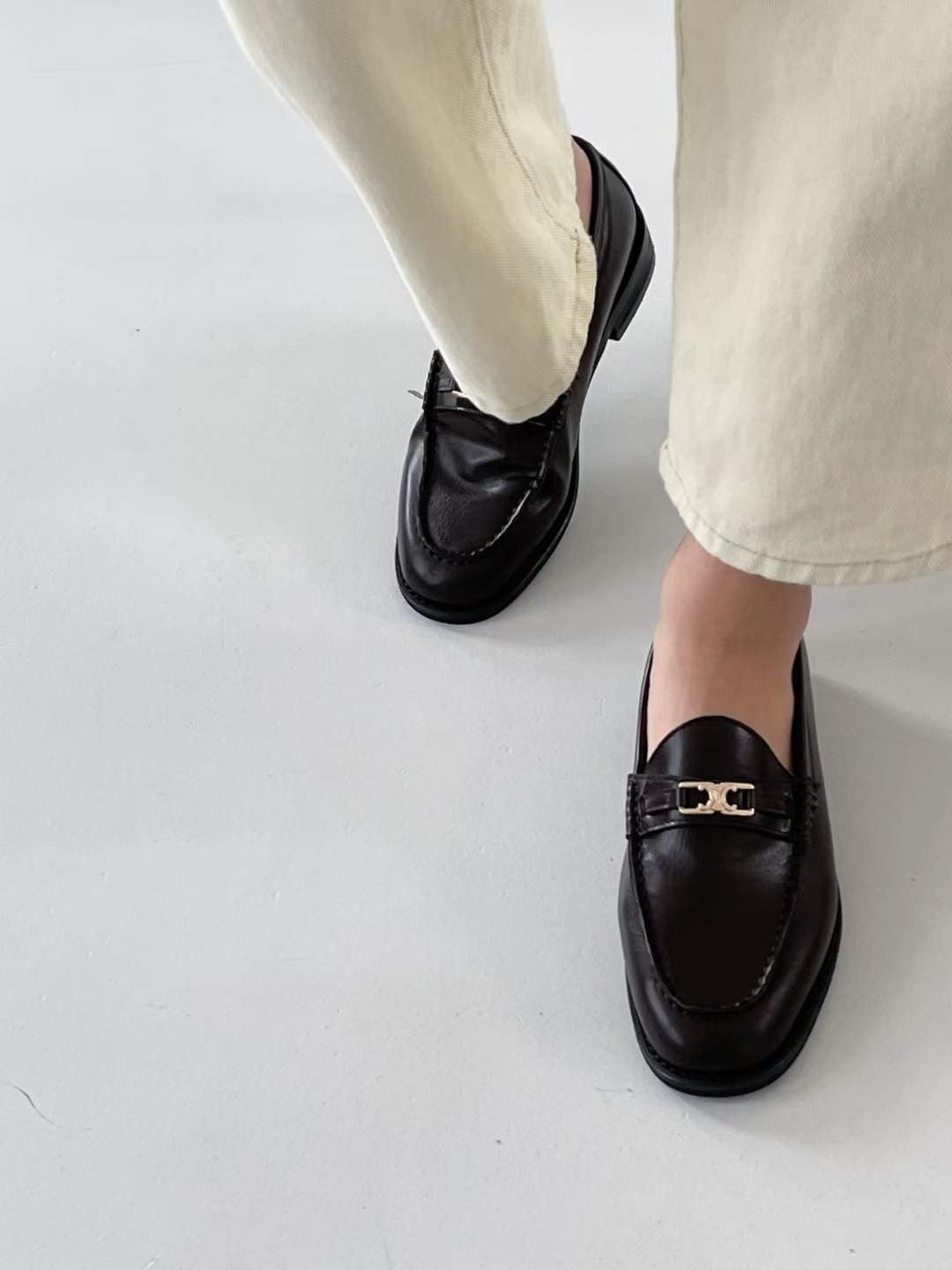 Gold Button Loafers