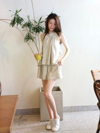 Crewneck Linen Tank Top & Shorts Set