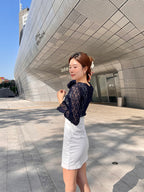 Cropped Lace Butterfly Cardigan
